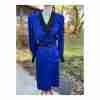 Vintage 80s Louis Feraud Wrap Midi Dress Military Blue Black V Neck Sz 8