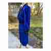 Vintage 80s Louis Feraud Wrap Midi Dress Military Blue Black V Neck Sz 8 - Image 14