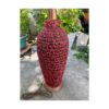 60s Walnut Table Lamp Mod Black Red Lava Chalkware Ceramic Body Mid-Century Vintage Retro - Image 6