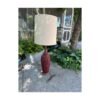 60s Walnut Table Lamp Mod Black Red Lava Chalkware Ceramic Body Mid-Century Vintage Retro - Image 3