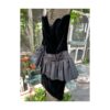 Vintage | 80s Wayne Clarke Black Velvet Strapless Dress Peplum Cocktail Wiggle Taffetta Sz 8 - Image 19
