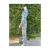 60s 70s Satin Flower Power Maxi Dress Pastel Bishop Sleeve V-Neck Groovy Funky Psychedelic Hippie Floral - Image 7