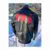 Vintage 80s Brush Fire Moto Steerhide Leather Jacket Biker Black Distressed Canada Flag - Image 10