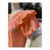 Vintage 90s Peach Shift Dress Tiered Flutter Sleeve Eyelet lace Neckline Ribbon - Image 5