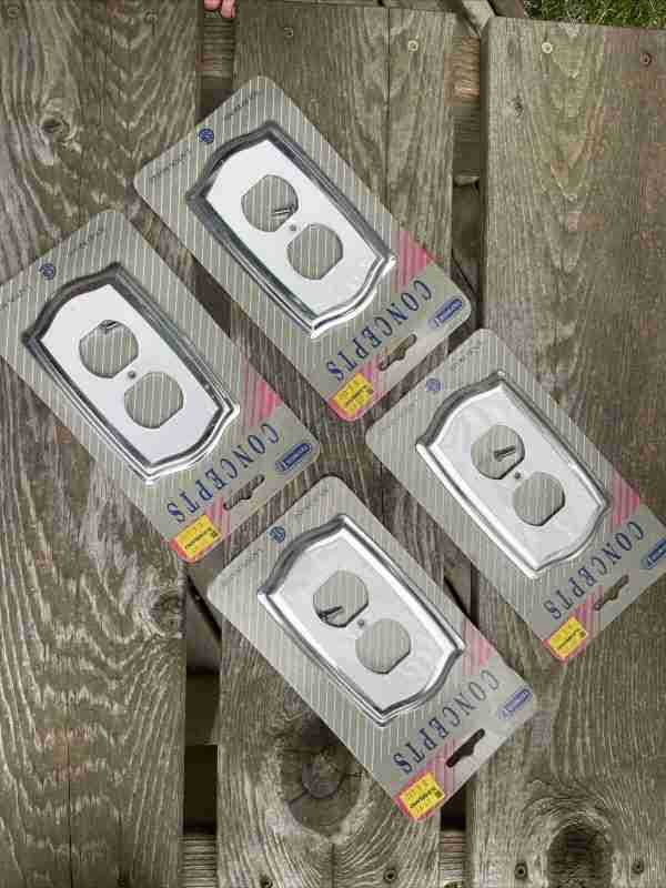 TAYMOR CONCEPTS Solid Brass White Silver Tone Outlet Plate Set Of 4 NEW