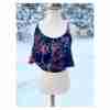 Chocolate Floral Crop Tank Top Navy Blue Layered - Image 2
