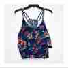 Chocolate Floral Crop Tank Top Navy Blue Layered - Image 3