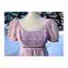 Vintage 70s Empire Waist Maxi Dress Flocked Floral Embroidery Balloon Sleeve Lilac Pink - Image 10