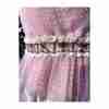 Vintage 70s Empire Waist Maxi Dress Flocked Floral Embroidery Balloon Sleeve Lilac Pink - Image 5