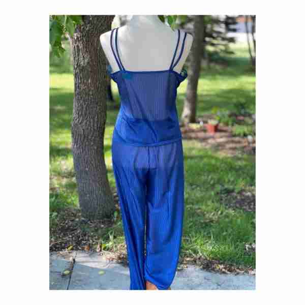 Vintage Molyclaire 1970ss Sheer Sleepwear Set Loungewear Pajama Blue Sz M - Image 3