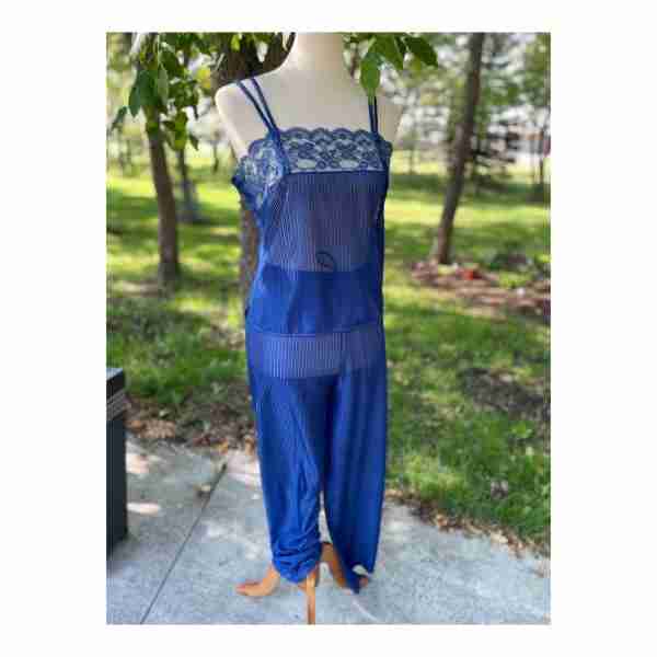 Vintage Molyclaire 1970ss Sheer Sleepwear Set Loungewear Pajama Blue Sz M - Image 4