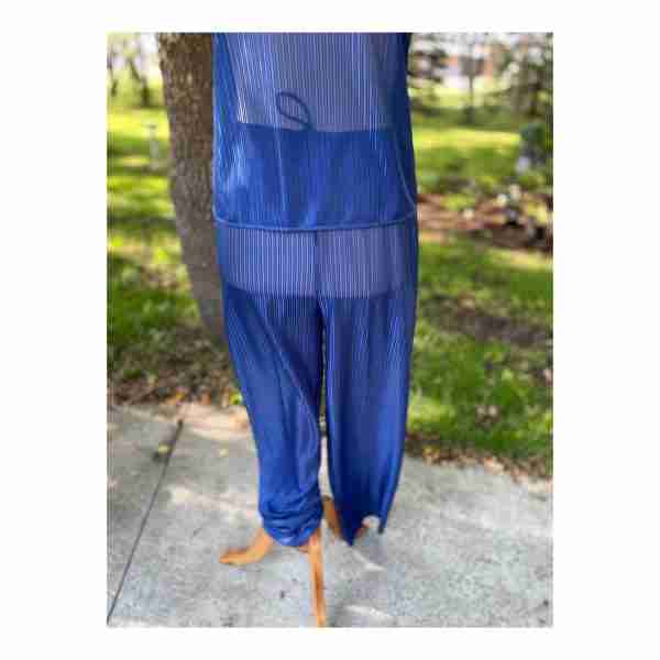 Vintage Molyclaire 1970ss Sheer Sleepwear Set Loungewear Pajama Blue Sz M - Image 6