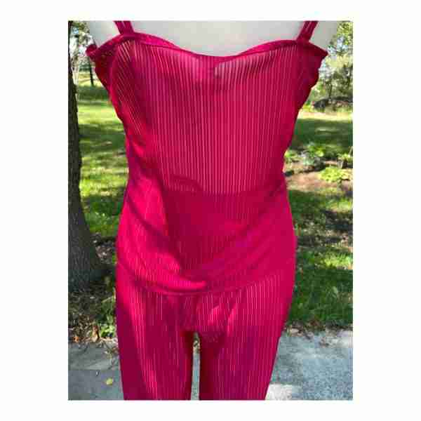 Vintage Molyclaire 1970ss Sheer Sleepwear Set Loungewear Pajama Red Sz M - Image 7