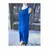 90s Electric Blue Chiffon Skirt Set Tank Beaded Midi Sheer Layered Festival - Image 3