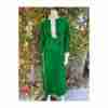 Vintage 70s does Victorian Emerald Green Velvet Maxi Dress Ivory Lace High Neck Collar and Cuffs