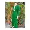 Vintage 70s does Victorian Emerald Green Velvet Maxi Dress Ivory Lace High Neck Collar and Cuffs - Image 22