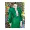 Vintage 70s does Victorian Emerald Green Velvet Maxi Dress Ivory Lace High Neck Collar and Cuffs - Image 19