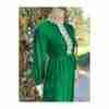 Vintage 70s does Victorian Emerald Green Velvet Maxi Dress Ivory Lace High Neck Collar and Cuffs - Image 20