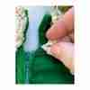 Vintage 70s does Victorian Emerald Green Velvet Maxi Dress Ivory Lace High Neck Collar and Cuffs - Image 6