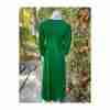 Vintage 70s does Victorian Emerald Green Velvet Maxi Dress Ivory Lace High Neck Collar and Cuffs - Image 3