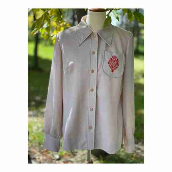 Vintage 70s Sears Fashions Cream Shirt Shacket Dagger Collar Cream Embroidery Sz - Image 14