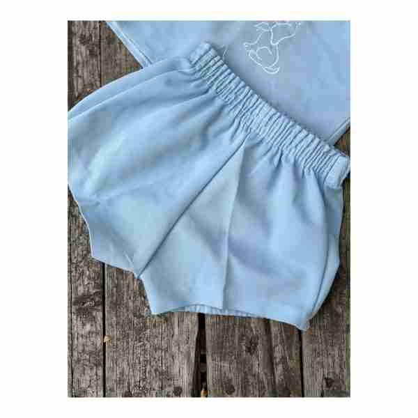 Vintage 70s Ko-Ketts Infant Outfit Set Shorts Shirt Blue White Embroidery Dog Sz 18M - Image 5