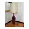 60s Walnut Table Lamp Mod Black Red Lava Chalkware Ceramic Body Mid-Century Vintage Retro - Image 7