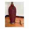 60s Walnut Table Lamp Mod Black Red Lava Chalkware Ceramic Body Mid-Century Vintage Retro - Image 9