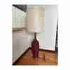 60s Walnut Table Lamp Mod Black Red Lava Chalkware Ceramic Body Mid-Century Vintage Retro - Image 2
