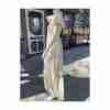70s Ivory Maxi Dress Brown Ruffle Trim V Neck Cap Sleeve Oversize Collar Wide Sash Belt - Image 4