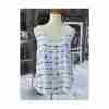 Reitman's T-Strap Tank Top White Blue Wide Crotchet Straps Sz S
