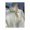 Vintage | 80s Fleece Bed Jacket Peter Pan Collar Satin Neck Tie Closure - Image 3