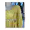 70s Sunshine Yellow Maxi Dress Empire Waist White Daisy Applique Balloon Sleeve - Image 3
