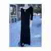 90s Long Tall Sally Black Knit Maxi Dress 3/4 Sleeve Keyhole Sz 14 Minimalist Witchy