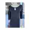 90s Long Tall Sally Black Knit Maxi Dress 3/4 Sleeve Keyhole Sz 14 Minimalist Witchy - Image 2