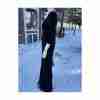 90s Long Tall Sally Black Knit Maxi Dress 3/4 Sleeve Keyhole Sz 14 Minimalist Witchy - Image 5