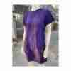 Vintage 50s Shift Dress Mod Purple Waffle Knit Short Sleeve Pockets