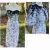 Vintage 80s Wiggle Dress Set Bolero Black White Abstract New Wave Sz S Cotton